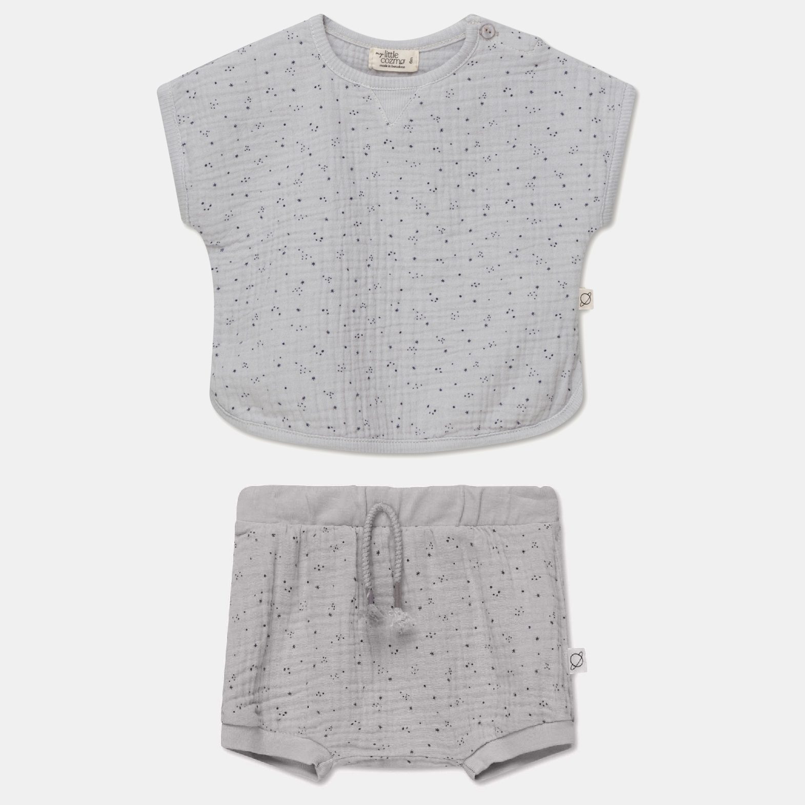 Grey Gauze Top & Ezra Gauze Shorts | Soft Grey