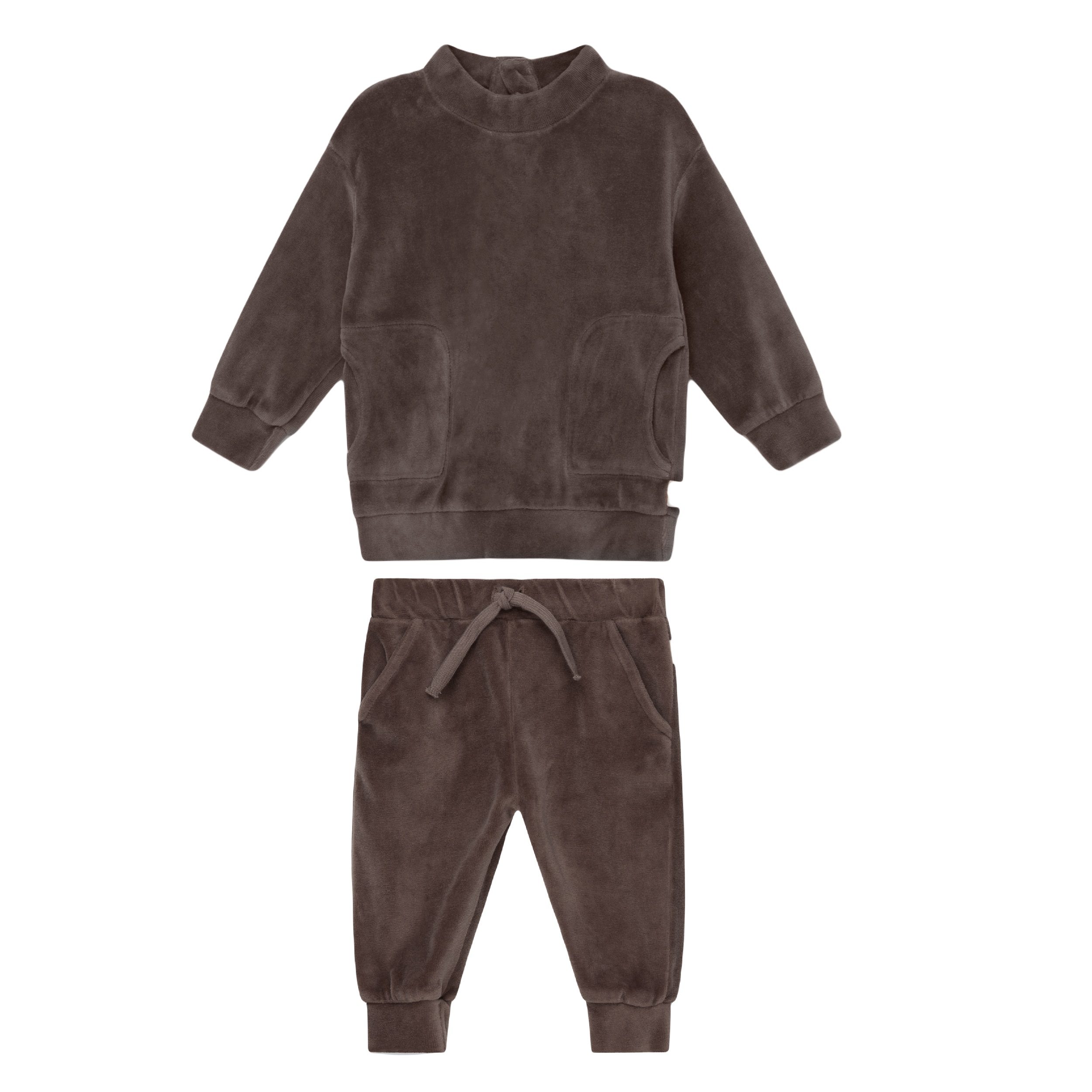 Velour Sweatshirt & Pants | Taupe