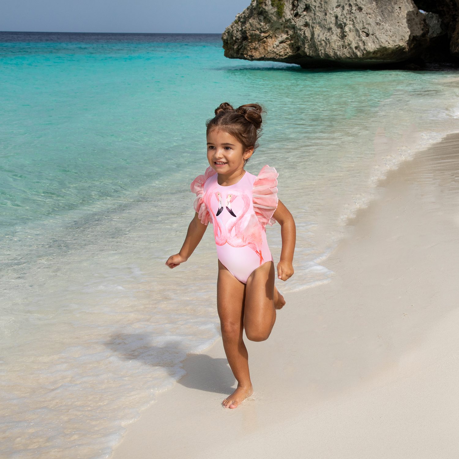 Flamingo One Piece Tulle Swimsuit