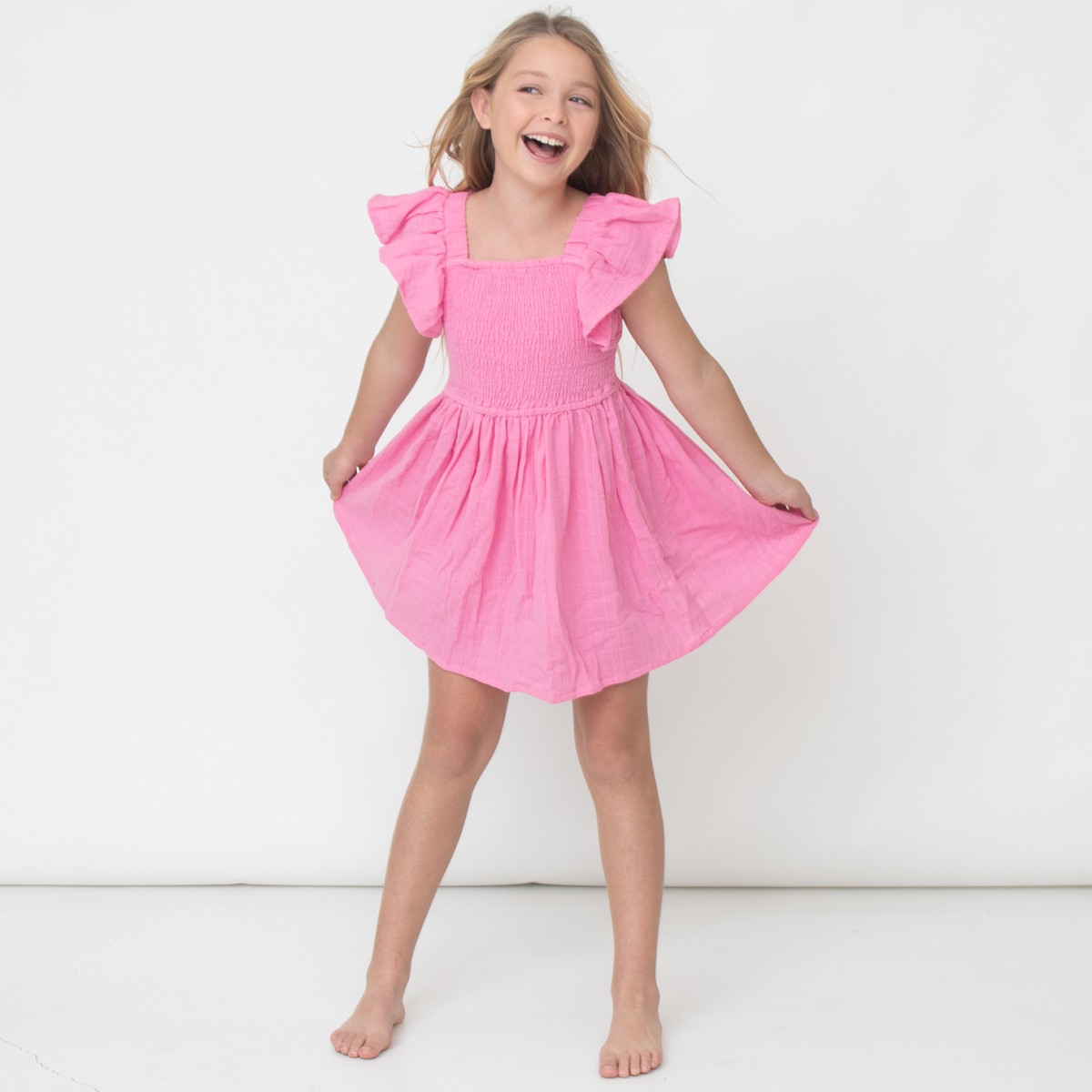 Smocked Gauze Dress | Pink