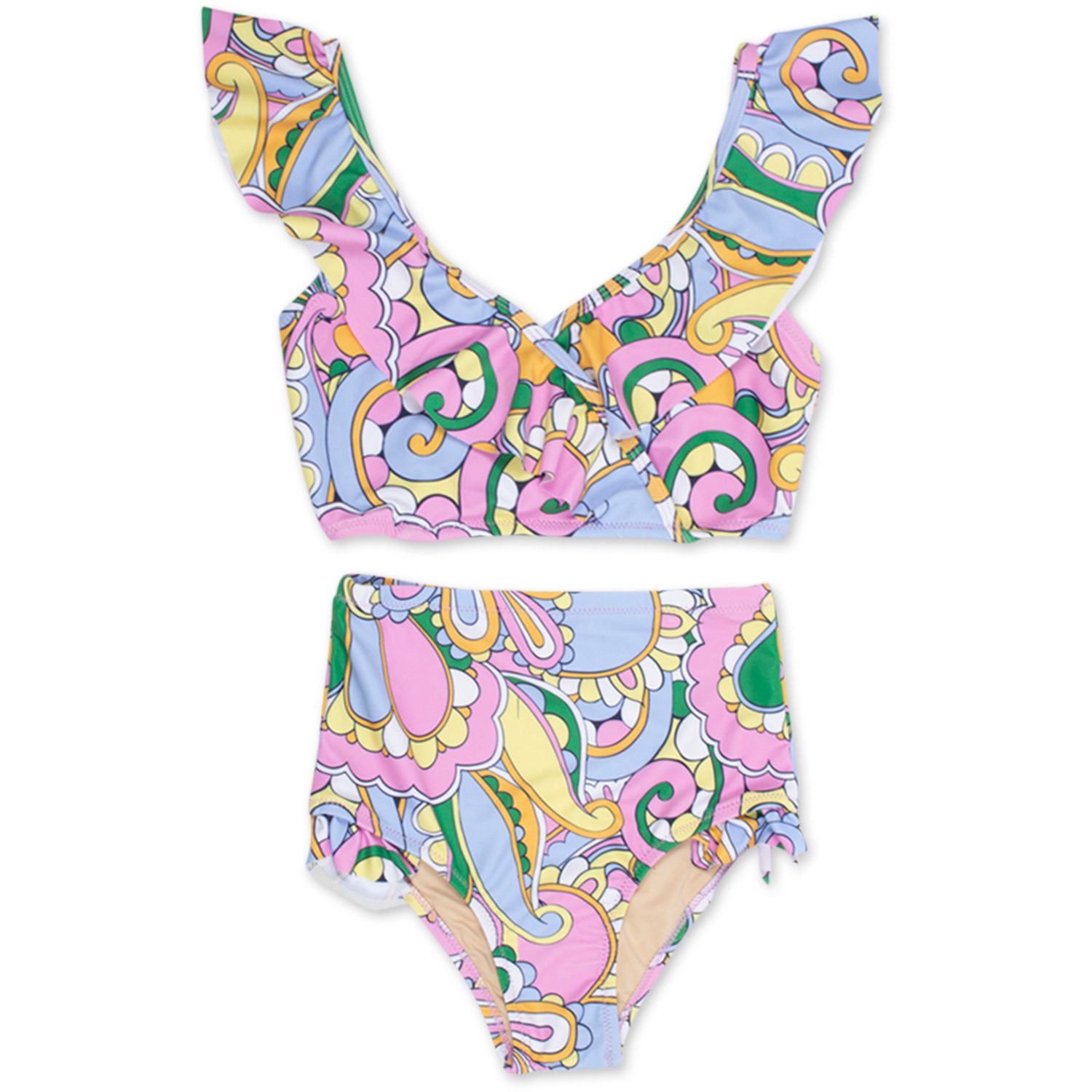 Periwinkl Swirl Two Piece High Waisted Swimsuit