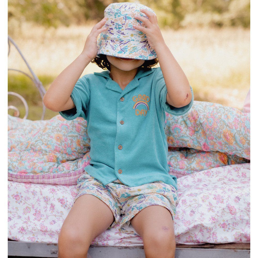 Shirt Alov Wave Blue & Shorts Aliki Cream Pastoral Fields