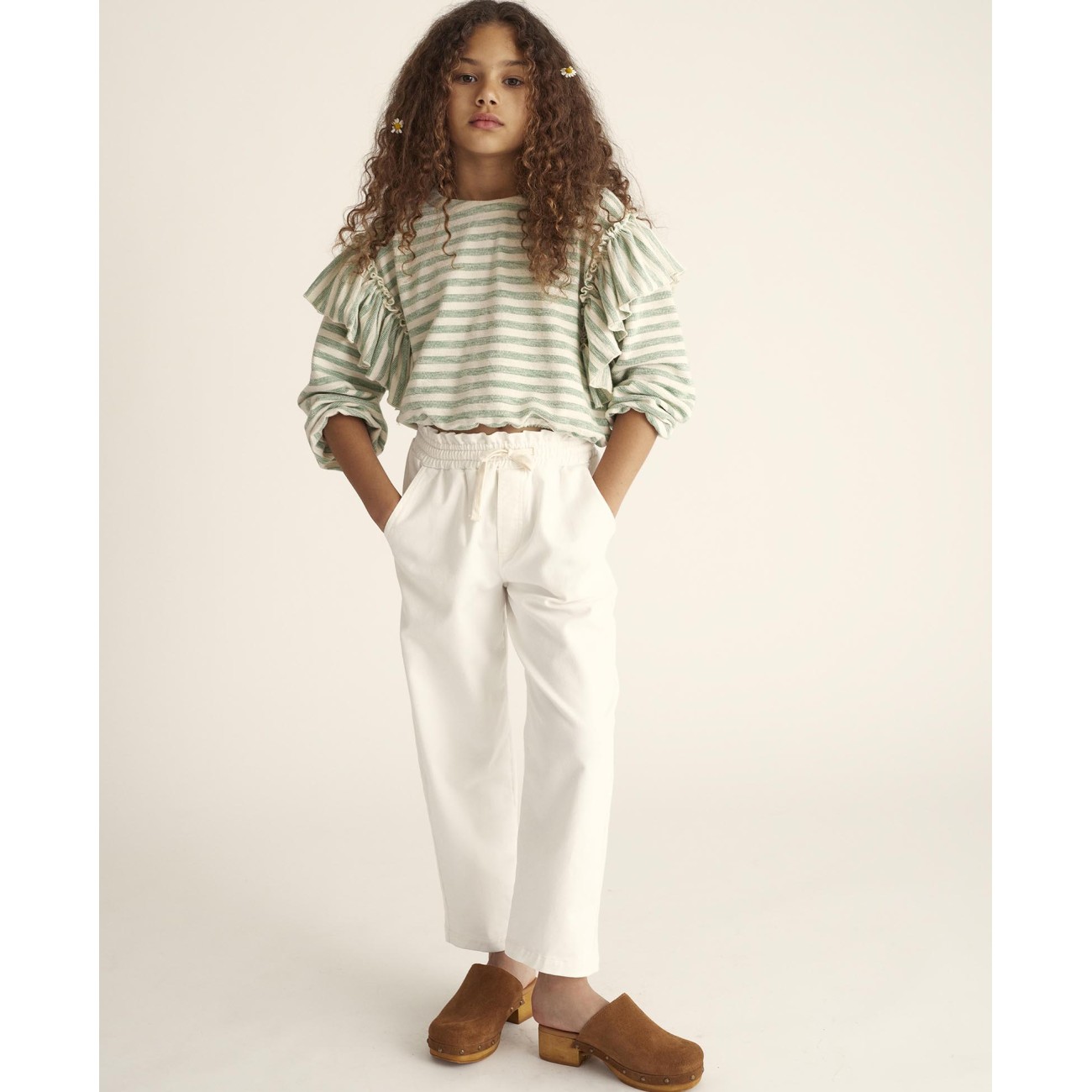 Paolak Light Twill Flounced Pants | Ivory