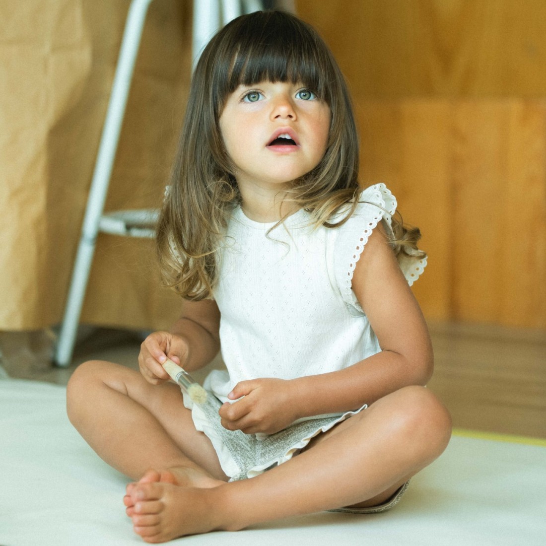 Ajour Pattern Top & Jersey Knit Effect Shorts