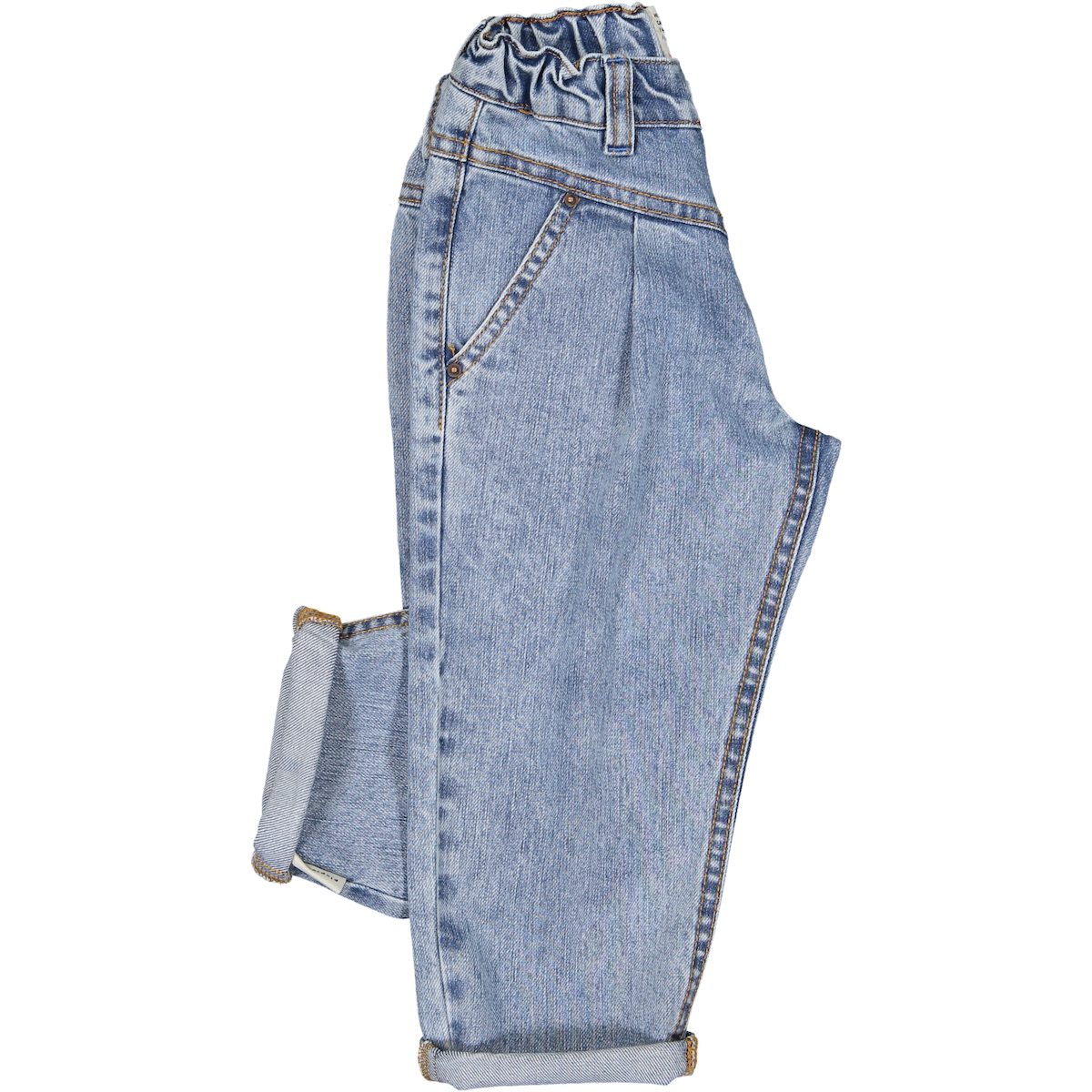 Mom Fit Trousers | Washed Light Blue Denim