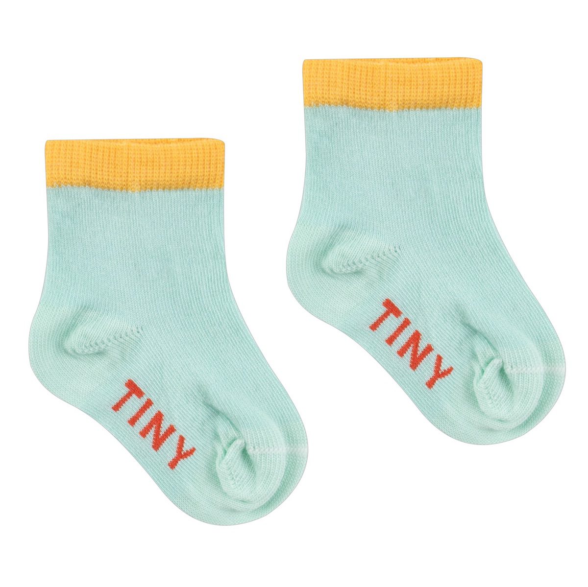 Solid Quarter Socks | Pastel Green W/ Yellow Contrast