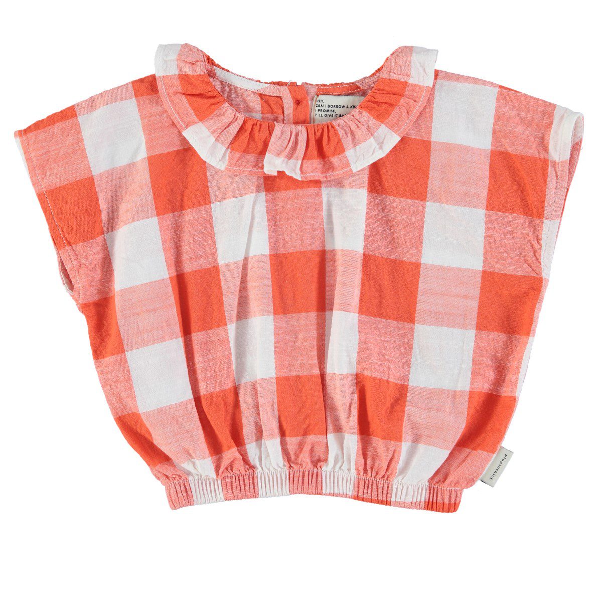 Sleeveless Blouse W/ Collar | Red & White Checkered