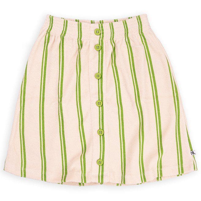Midi Skirt W/ Buttons | Stripes Green