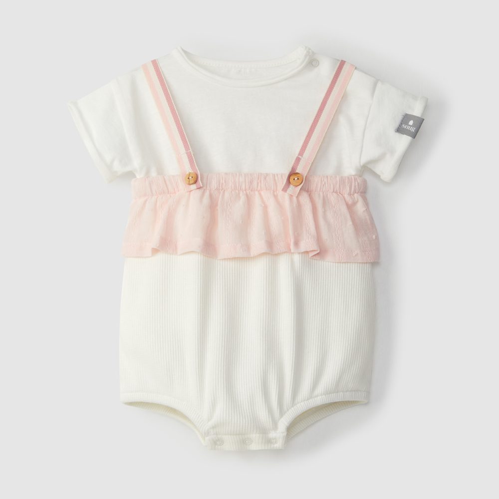 Set Shortie Straps W/ Ruffle + T-Shirt | Pale Pink