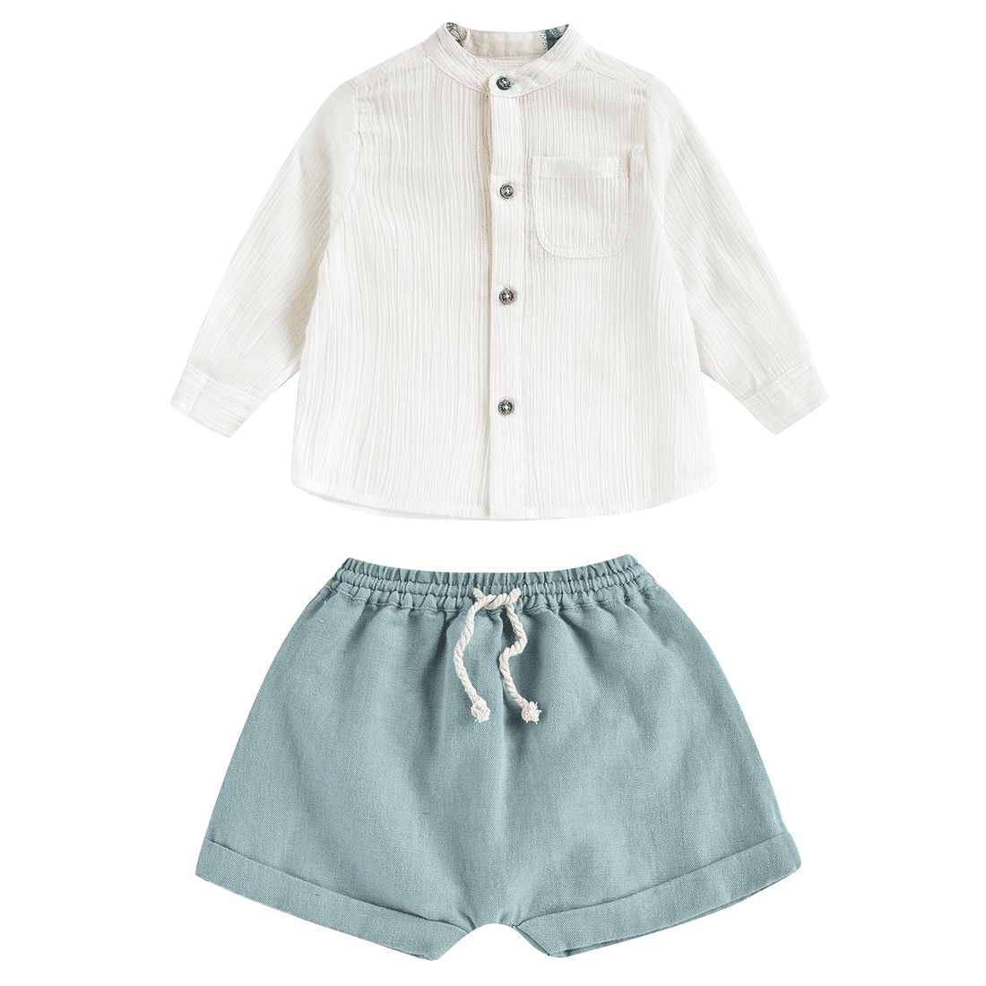 Shirt Amod Off-White & Shorts Aliki Vintage Blue