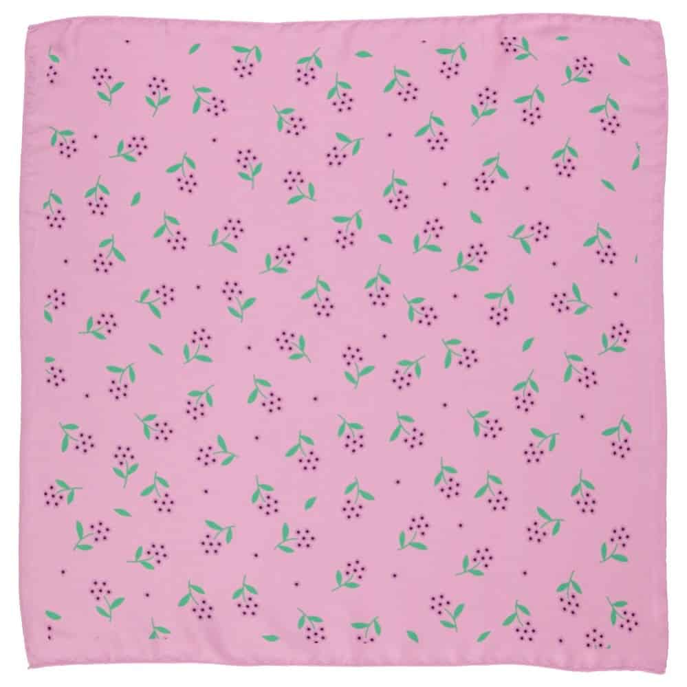 Silky Bandana/Scarf | Pink W/ Flowers Allover