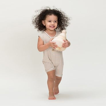 Sleeveless Romper | Caramel Stripe