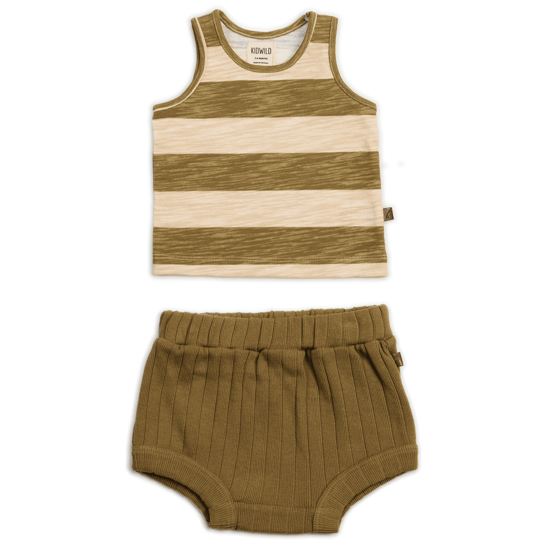 Stripe Olive Tank & Rib Olive Bloomers