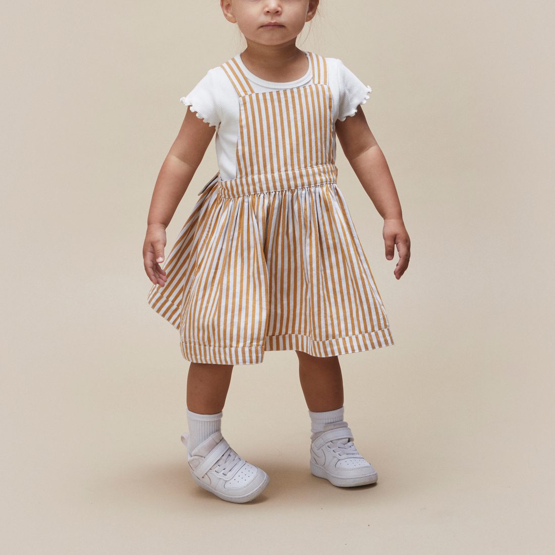 Stripe REVERSIBLE Pinafore & White T-Shirt