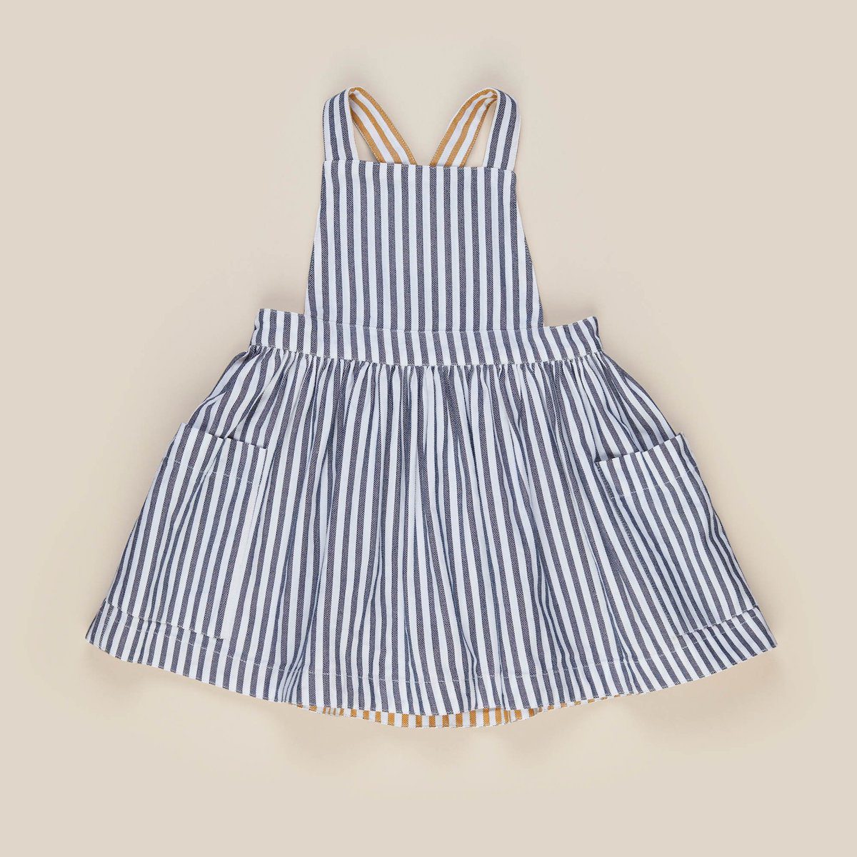 Stripe REVERSIBLE Pinafore & White T-Shirt