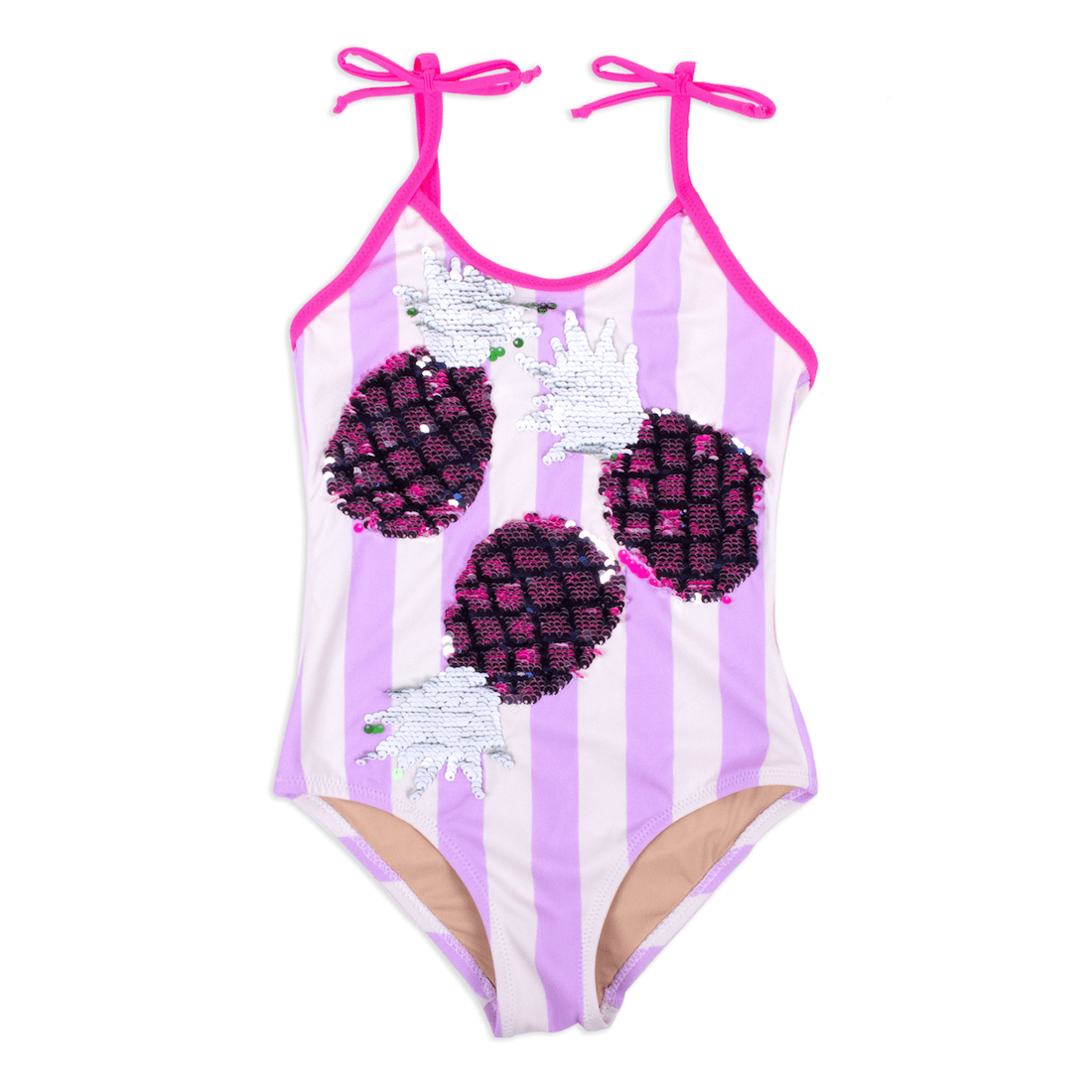 Striped Magenta Pineapple Magic Flip Sequin Swimsuit