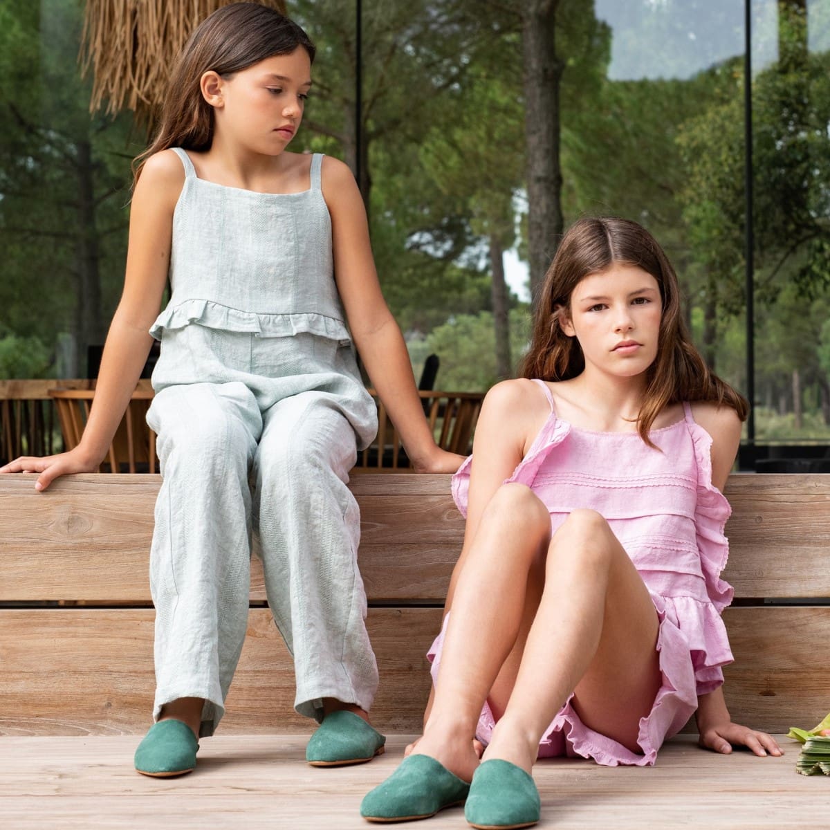 Lilac Linen Lace Tunic & Frill Shorts