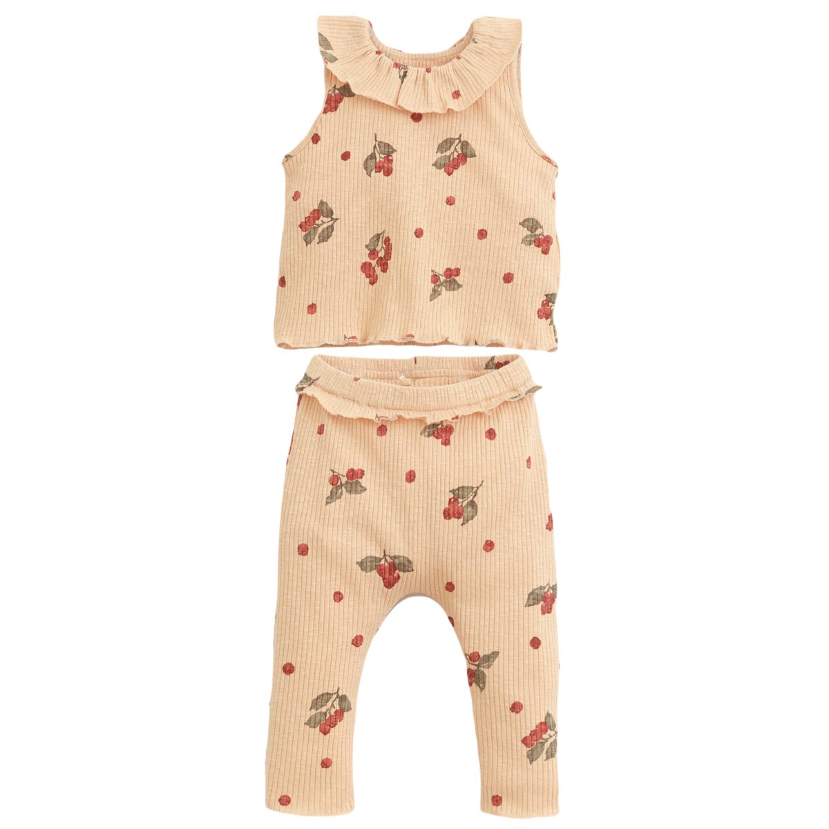 T-Shirt W/ Ribbing & Ribbed Printed Leggings