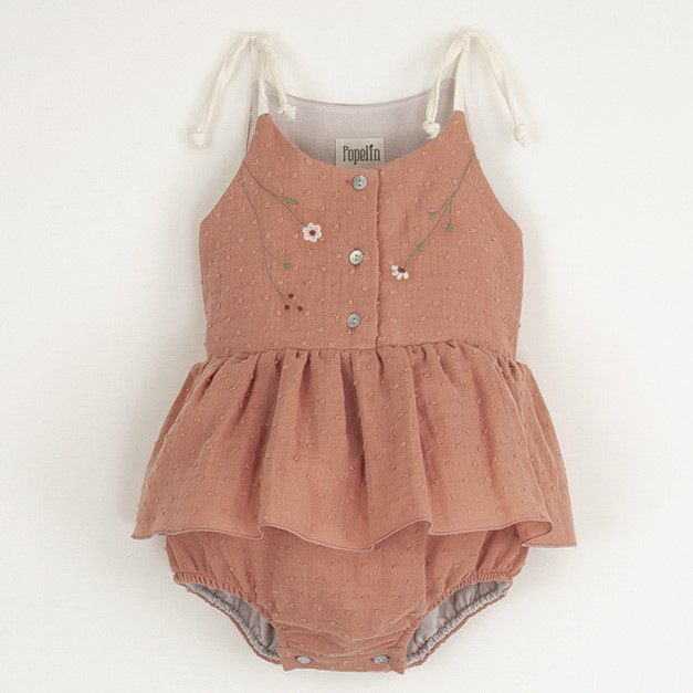 Organic Romper Suit with Straps | Coral