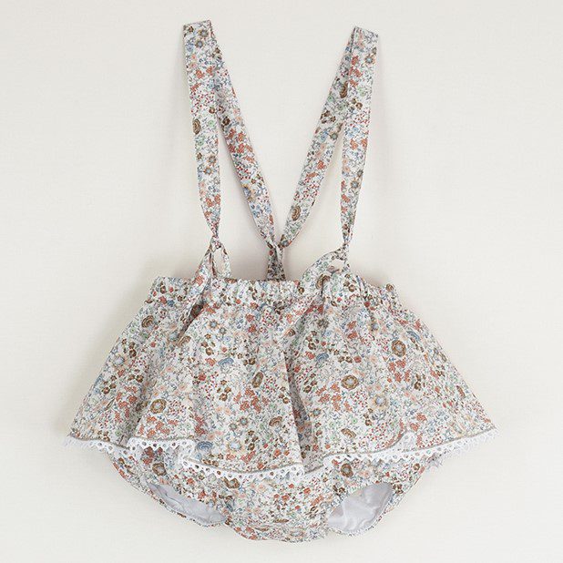 Organic Embroidered Top & Romper Suit with Removable Straps | Sand/Floral