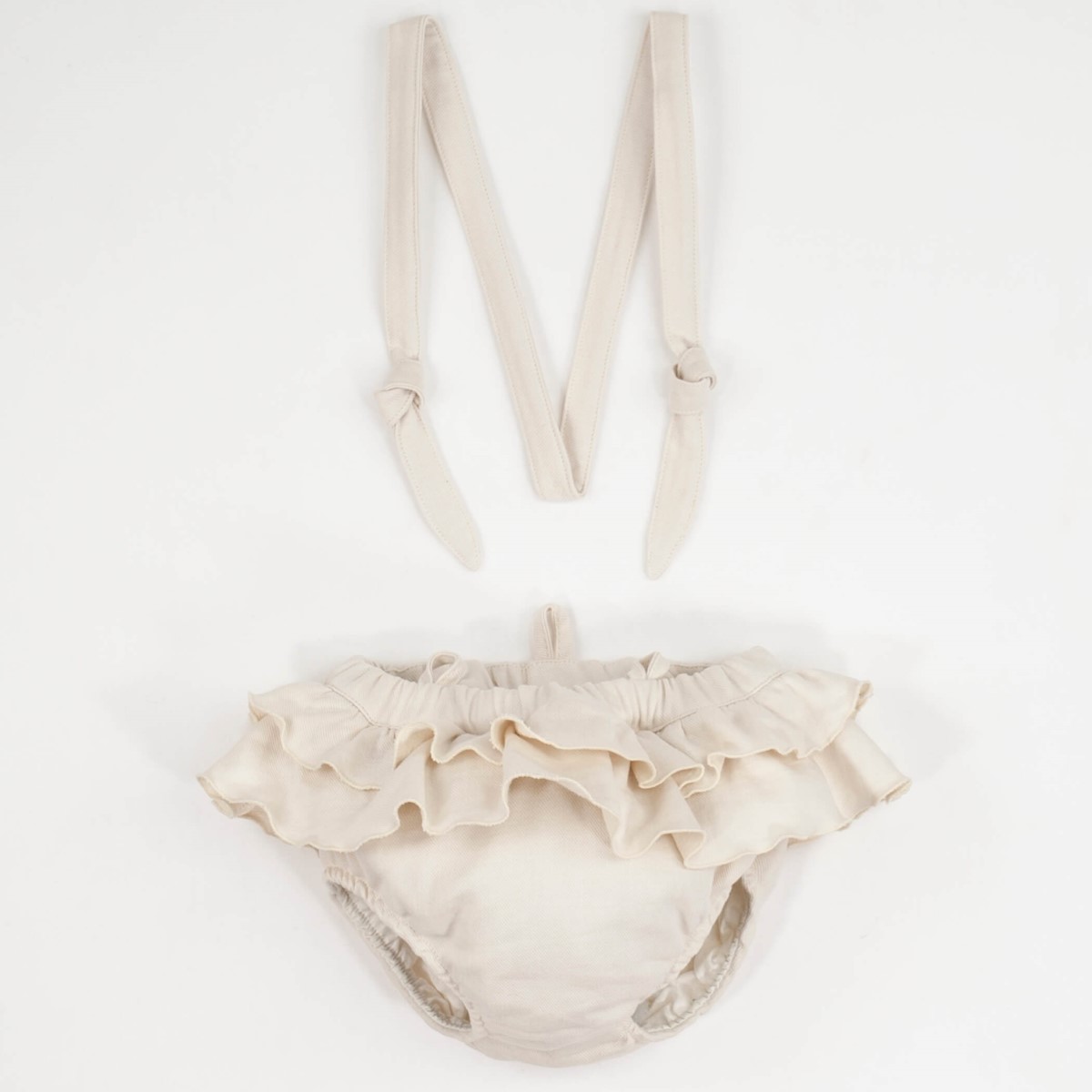 Frill Culotte W/ Removable Straps & Embroidered Blouse | Off White