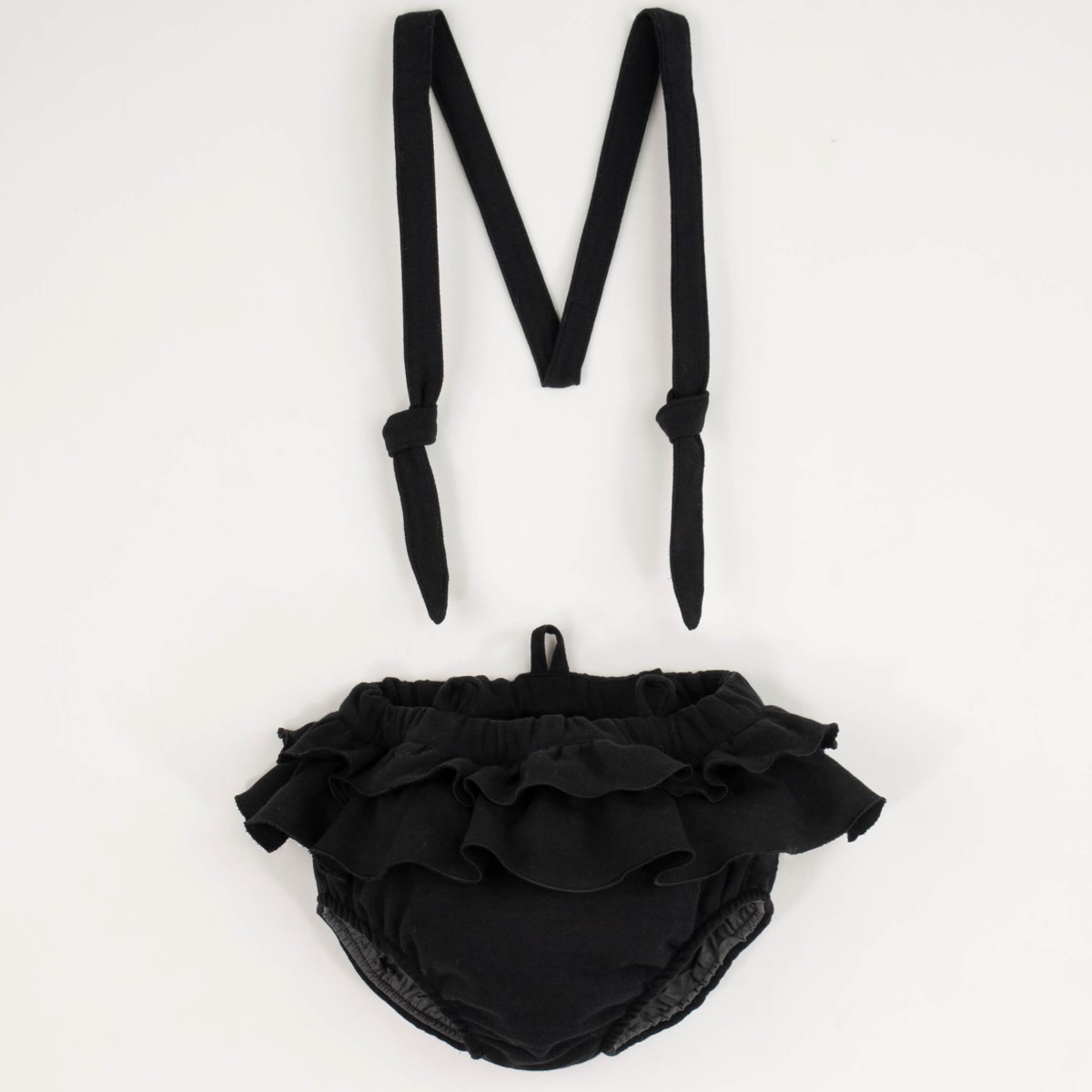 Frill Culotte W/ Removable Straps & Embroidered Blouse | Black