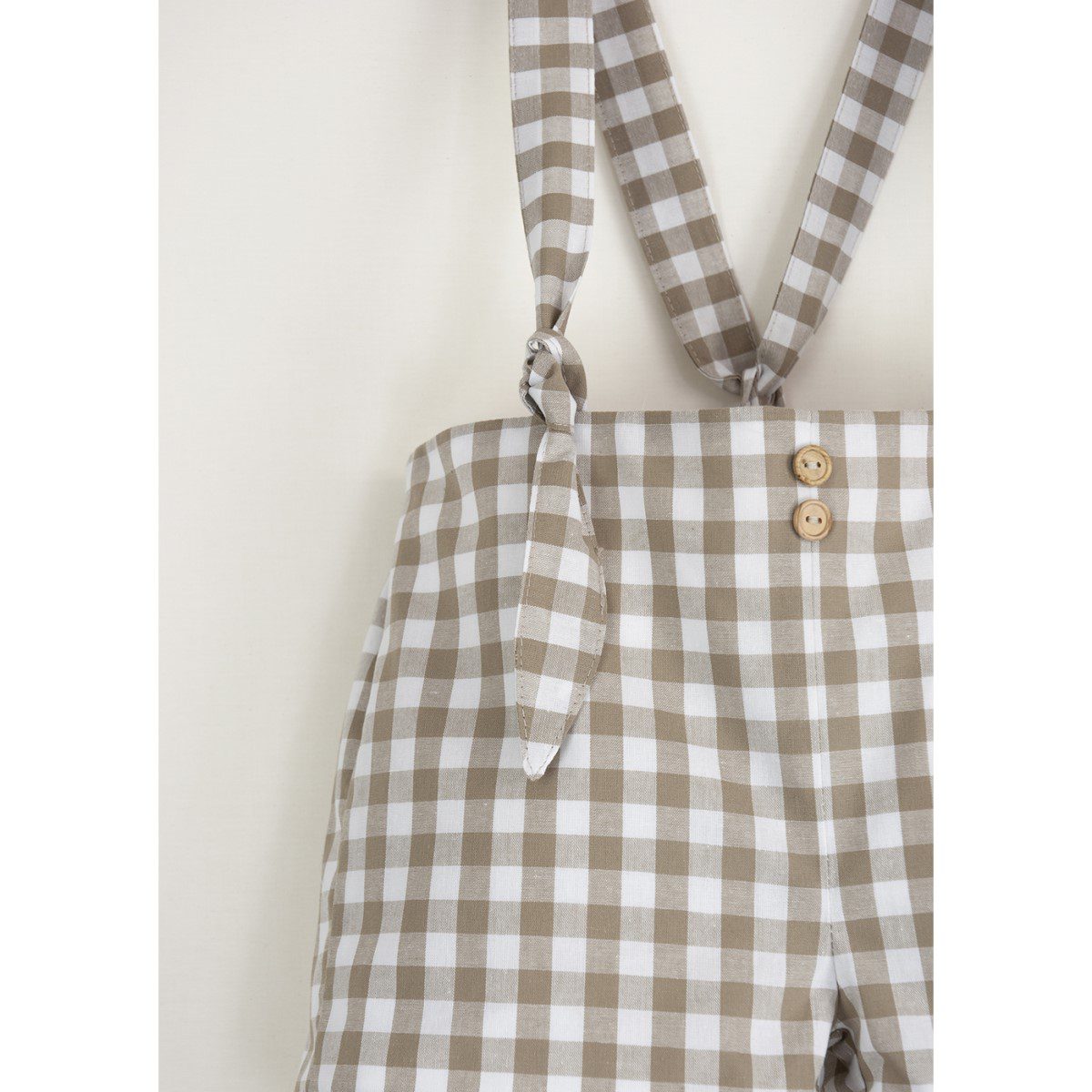 Knitted Romper Suit with Shirt Collar & Dungarees with Removable Straps | Gingham