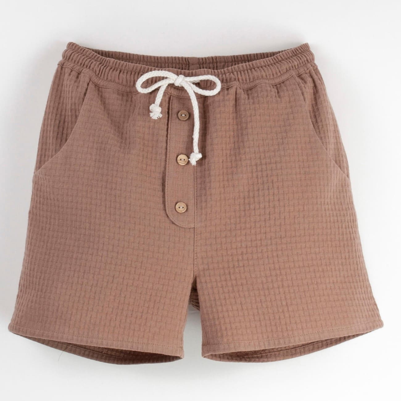 Sand Shirt & Brown Textured Bermuda Shorts