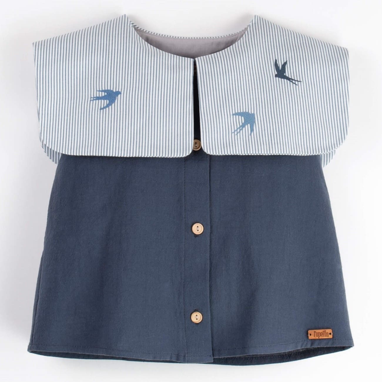 Blouse W/ Collar & Blue Culotte W/ Frills | Navy Blue