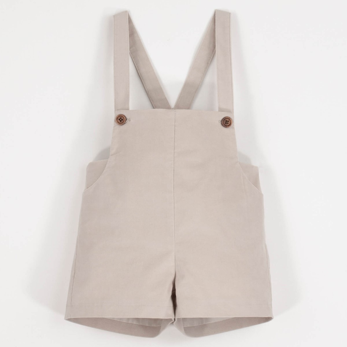 Beige Velvet Short Romper & Striped Shirt Style Romper Suit