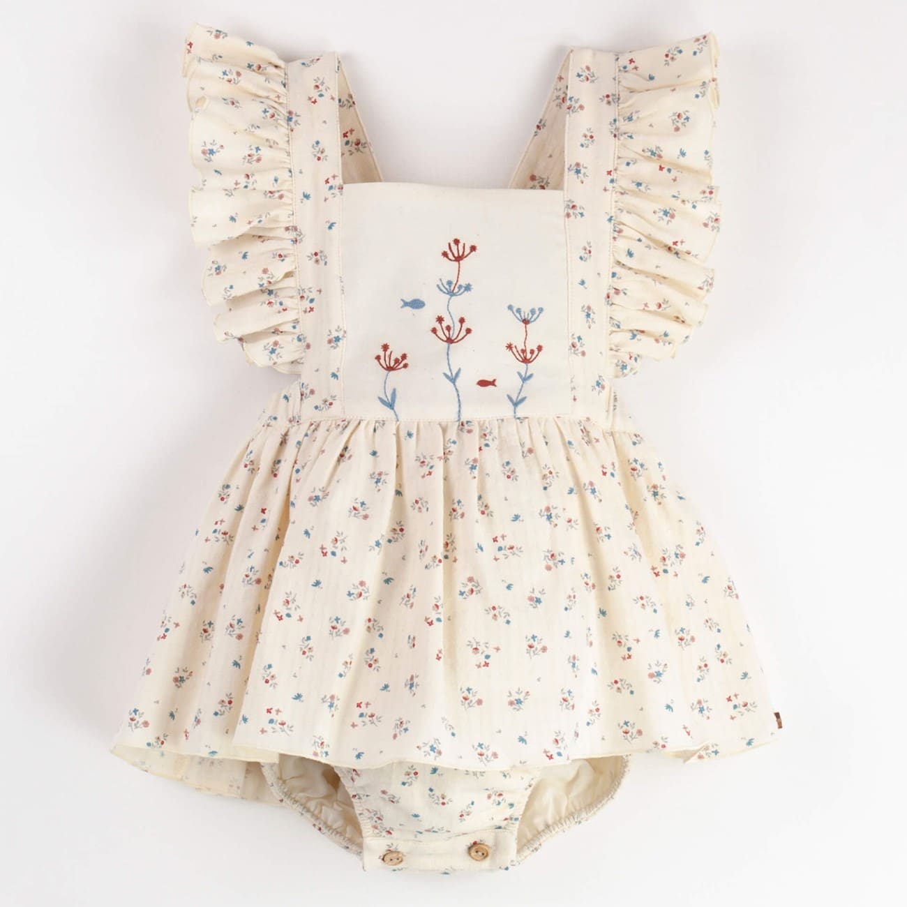 Floral Romper Suit W/ Frill