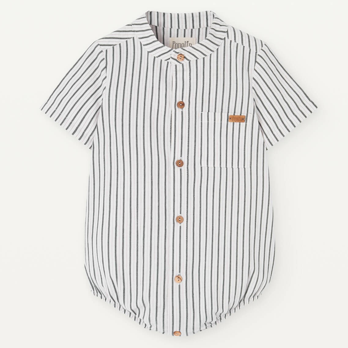 Striped Shirt-style Romper Suit & Black Linen Panelled Dungarees