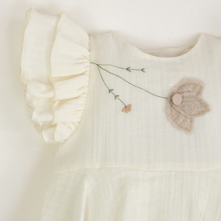Organic Romper Suit with Cape-Style Skirt | Off-White