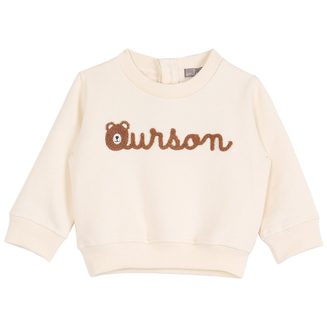 Ecru Bear Fleece Sweatshirt