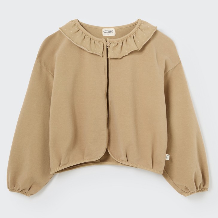 Tarak Soft Plush Flounce Jacket | Coffee