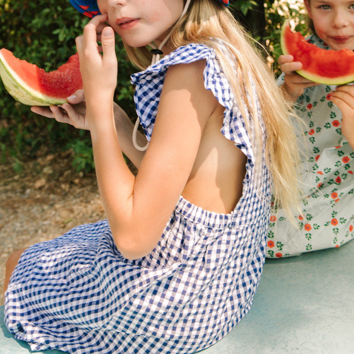 Vicky Dress | Light cream/Ultramarine