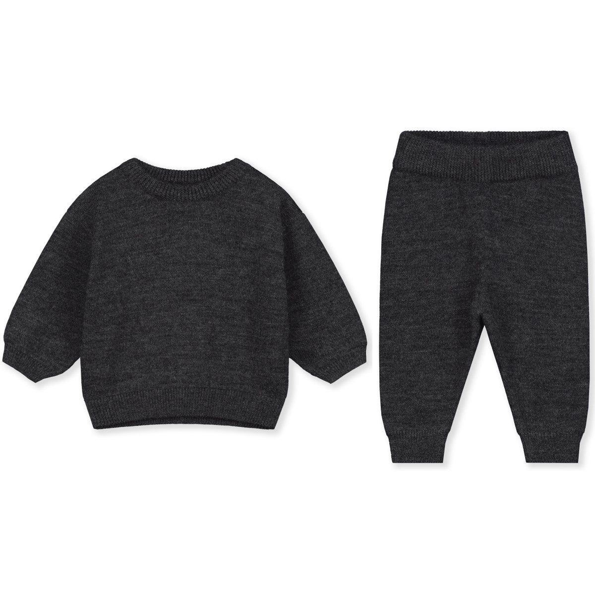 Baby Kniited Jumper & Knitted Legs | Nearly Black Melange