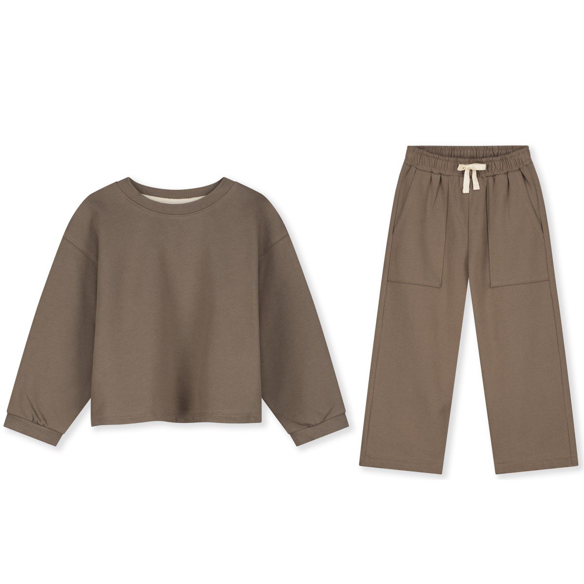 Cropped Sweatshirt & Loose Straight Trousers | Brownie