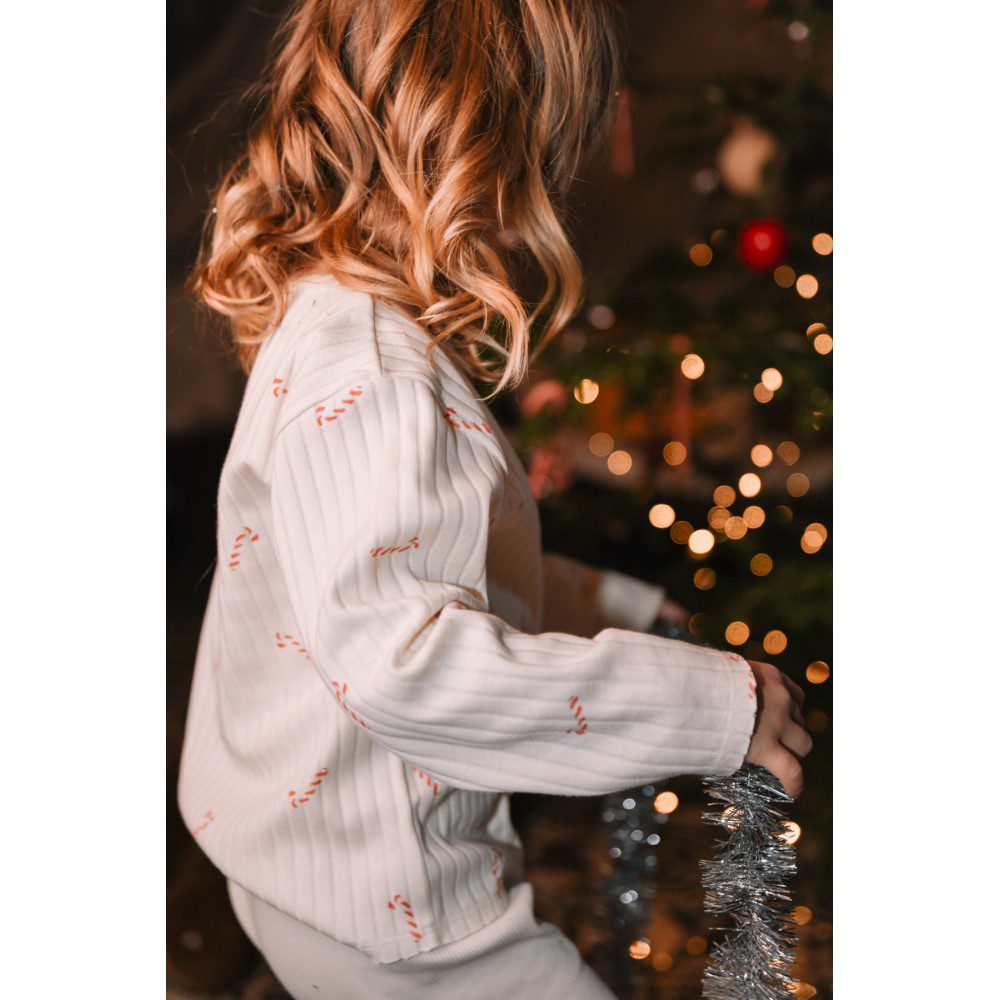 Orso Tshirt & Rom Pom Leggings | Candy Cane