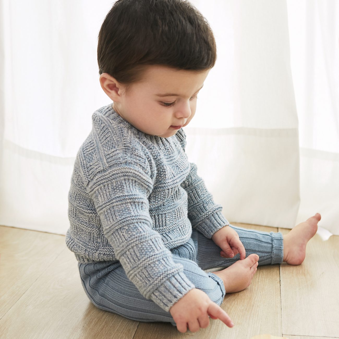 Cameron Sweater Natural & Knitted Leggings Steel Blue