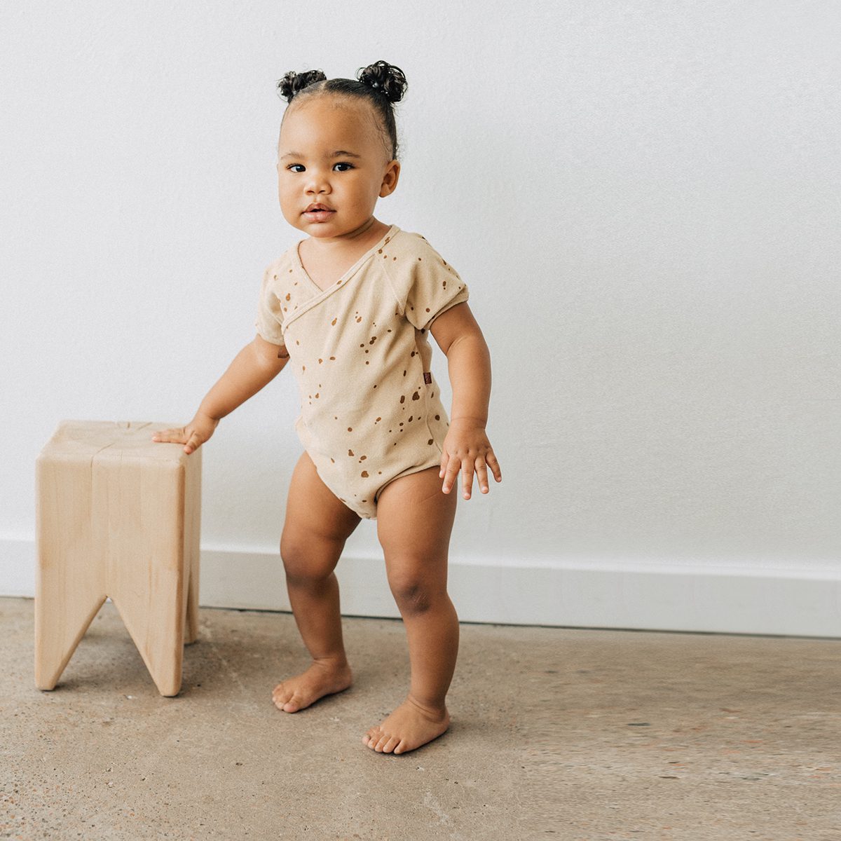 Terry Bodysuit Splatter AOP Wheat & Terry Brick Bloomers