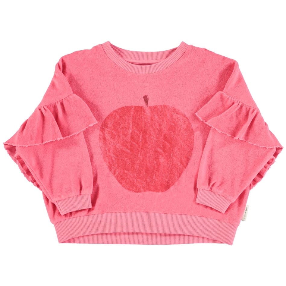 Terry Cotton Sweatshirt | Strawberry Pink W/ Red Apple Print