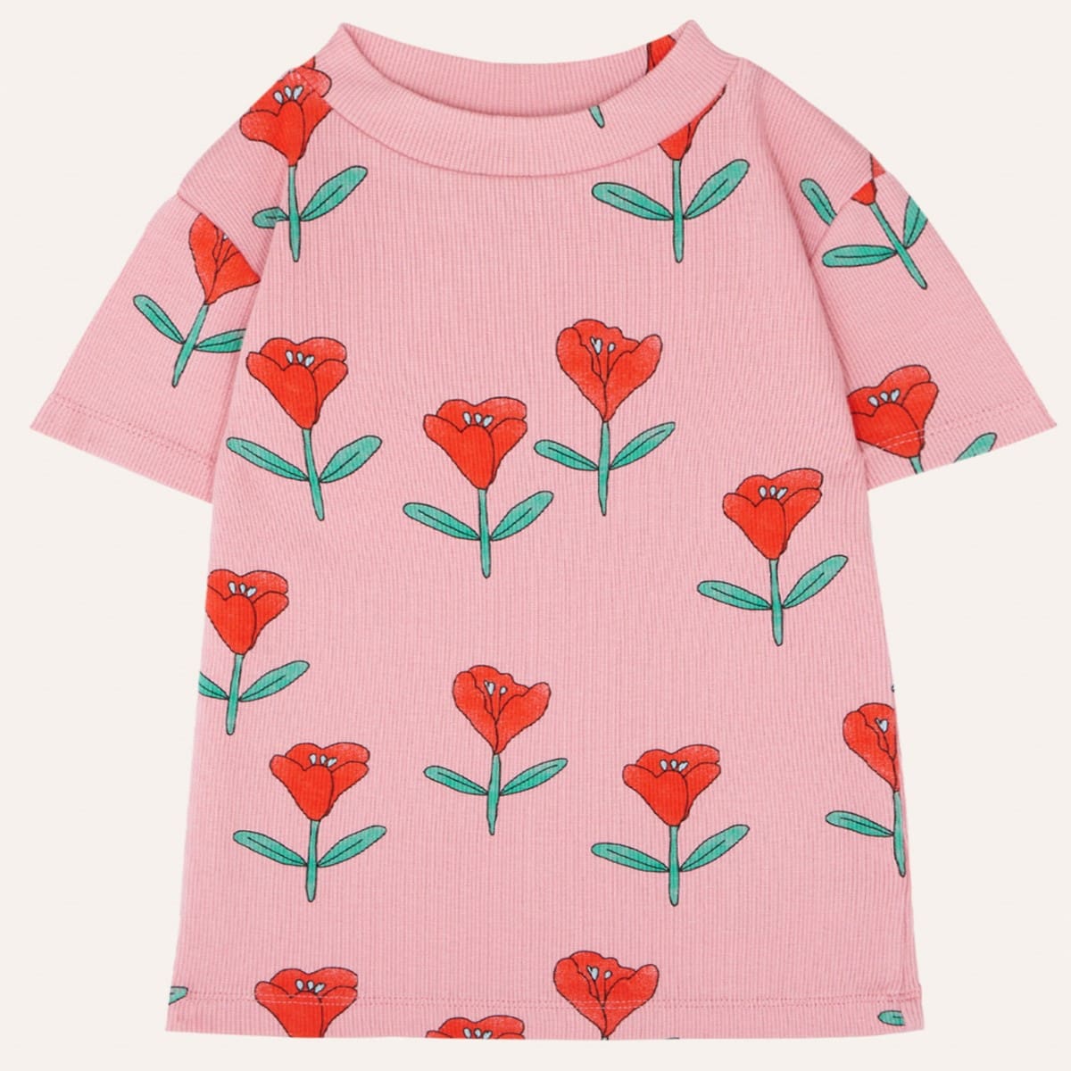 Tulips Allover Kids Rib Tshirt