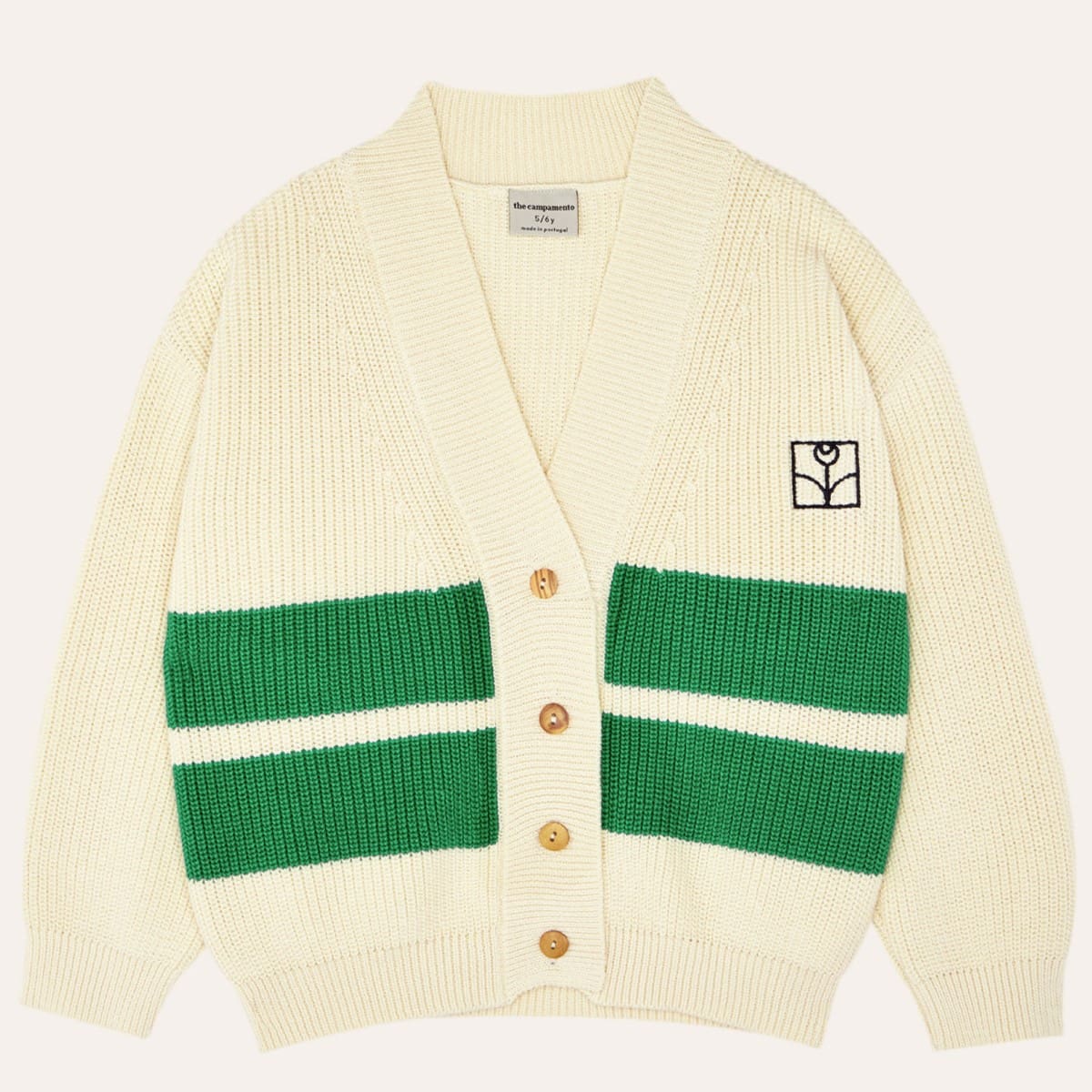 Green Bands Oversized Kids Cardigan