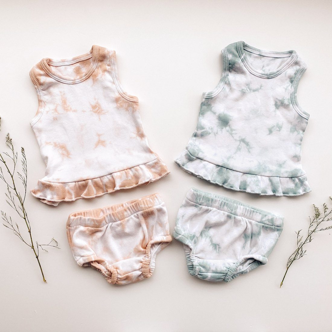 Tie Dye Ruffle Set | Mint