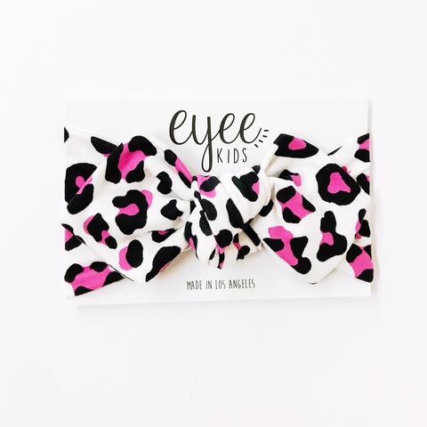 Top Knot Headband | Bubble Gum Pink Leapord