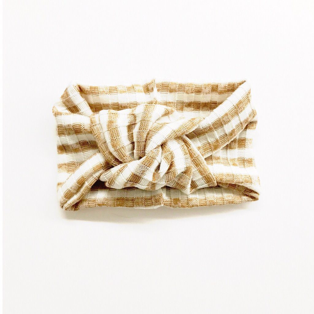 Twist Knot Turban | Caramel & White Stripe