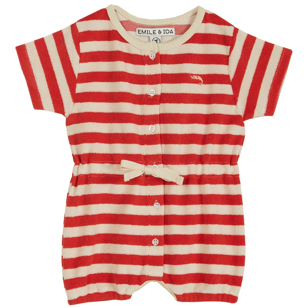 Red Stripe Terry Combisuit