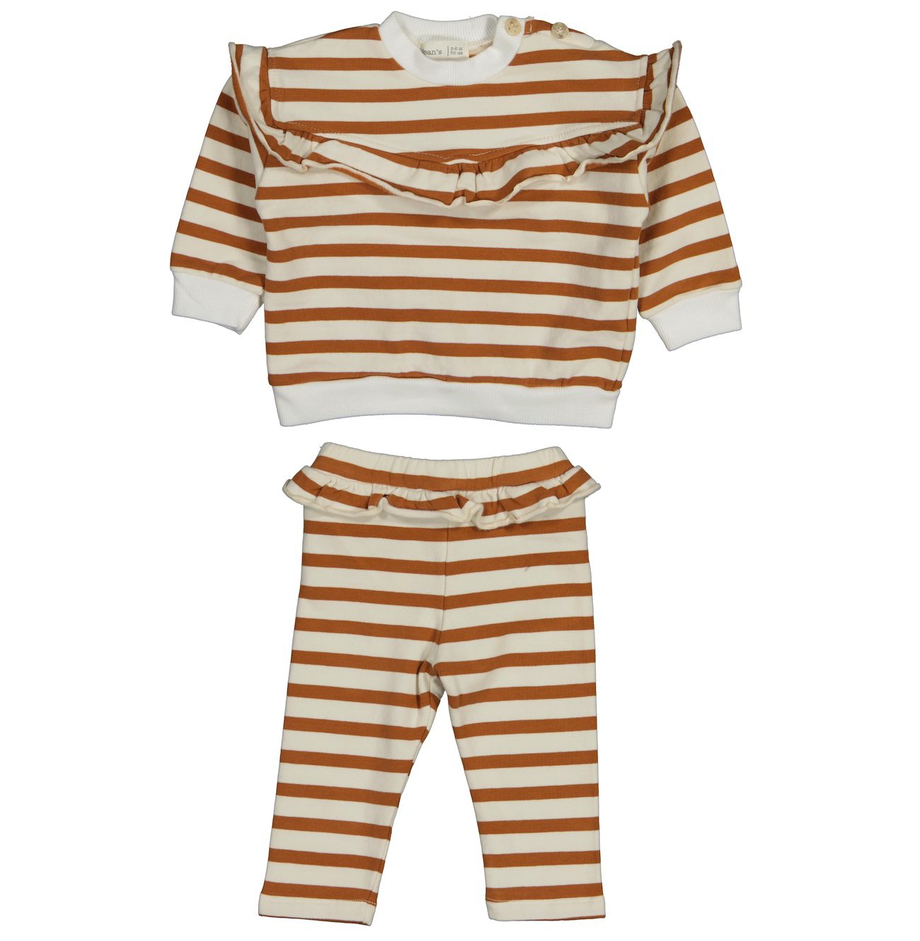 HEN-Striped Frilly Sweatshirt & FOX-knitted Legging | Caramel