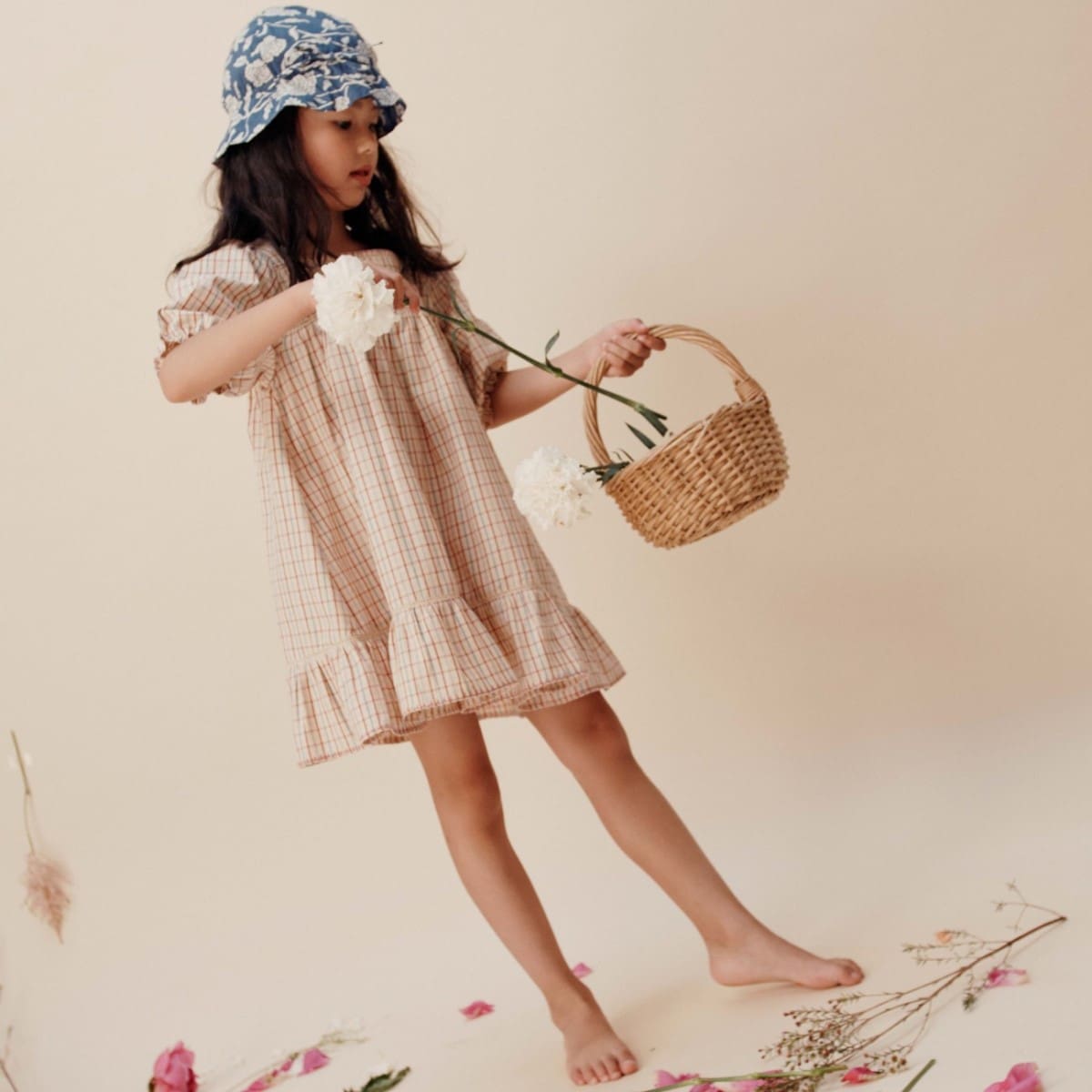 Vanilla Check Embroidered Dress